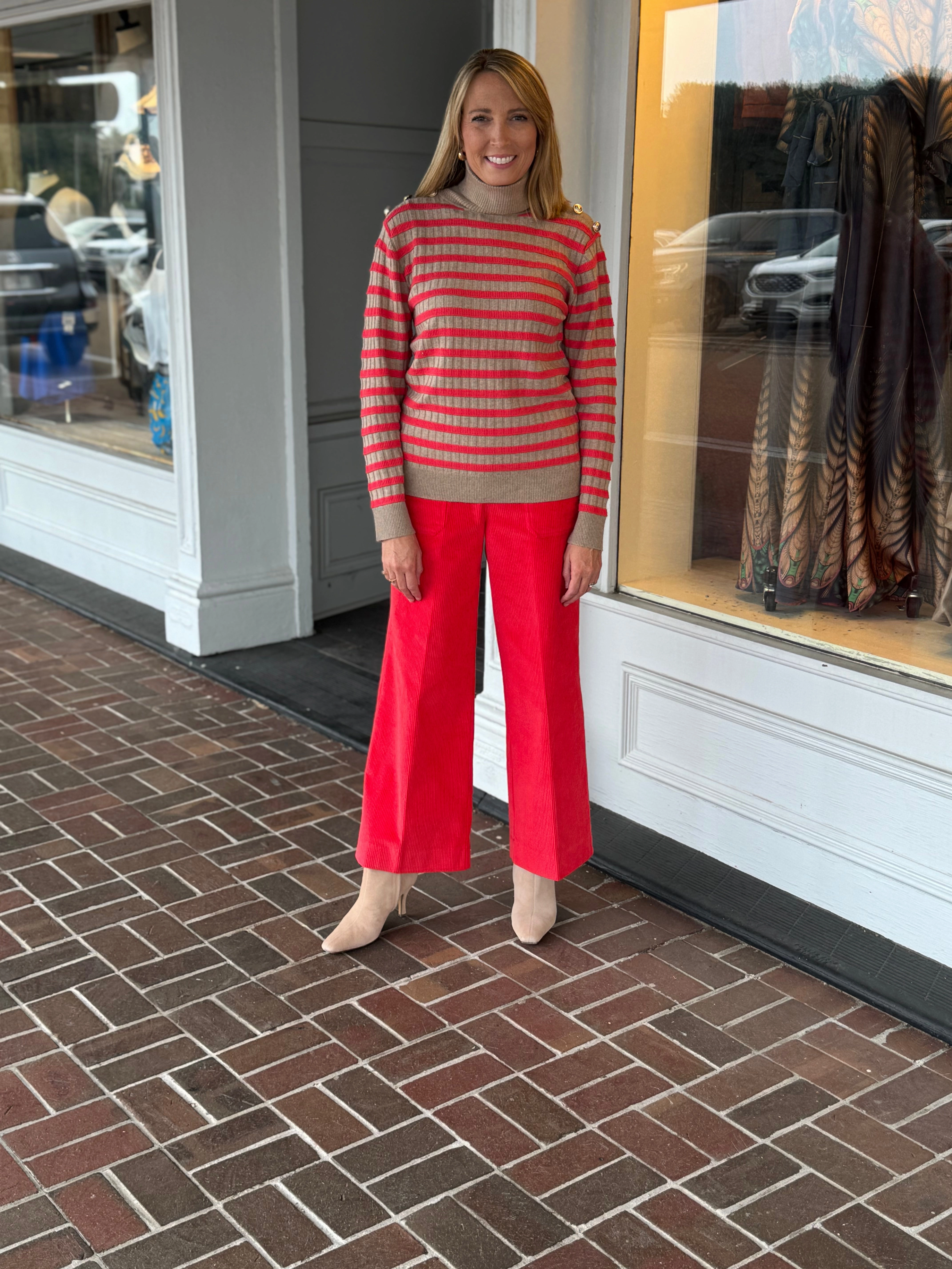 FullCut Shoulder Wrinkle Resistant Weave Vilagallo Knit Beige Turtleneck Sweater