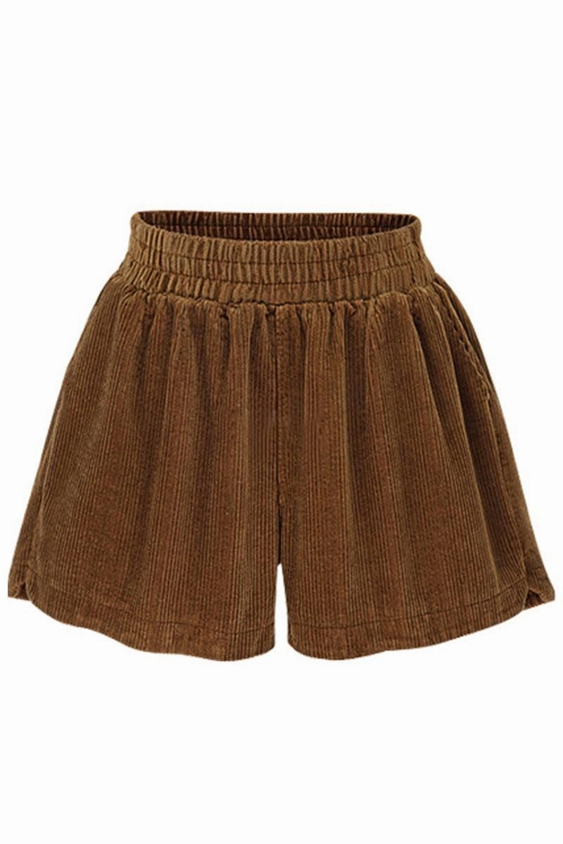 WAIST BANDING CORDUROY WARM SHORTS Layered Wear Layer Ready