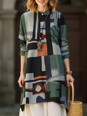 YarnDye Technique Loose casual bohemian mid-length shirt