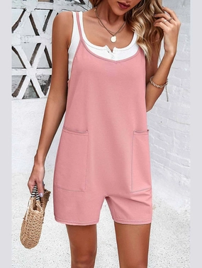 CASUAL SOLID COLOR SUSPENDER JUMPSUIT_CWSJS0327 UV Protective Layer Fade Resistant Dye