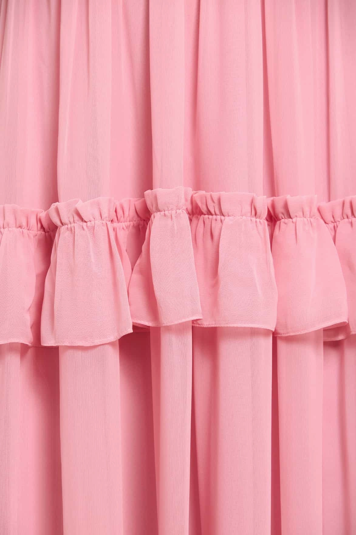 Vibrant Movement Tulle Flow Isabel Chiffon Strapless Ankle Gown