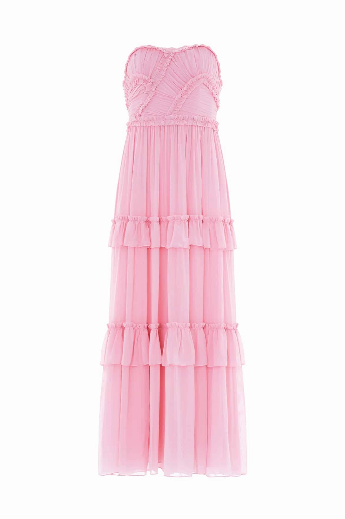 light layering Bold Touch Isabel Chiffon Strapless Ankle Gown