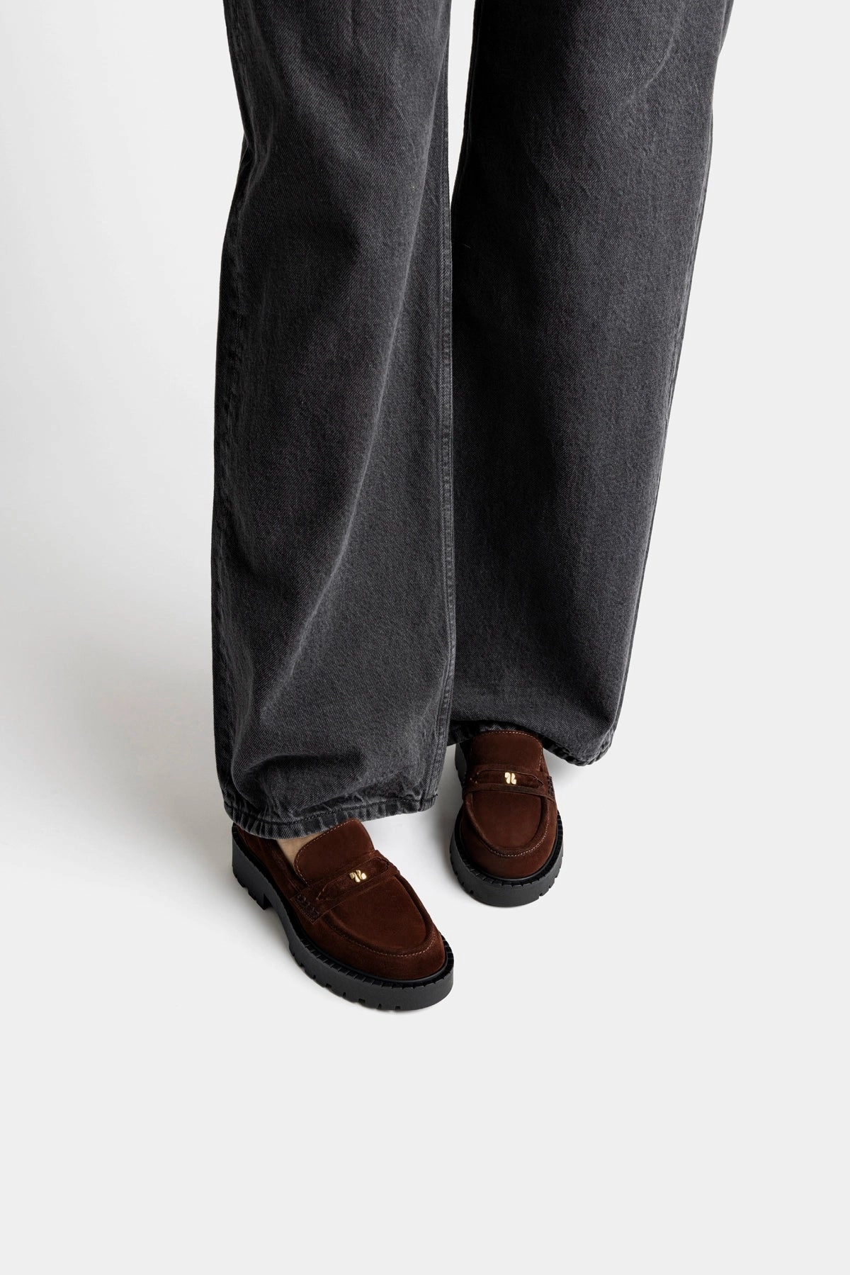 Suki Lugsole Loafer In Brown Suede mud proof