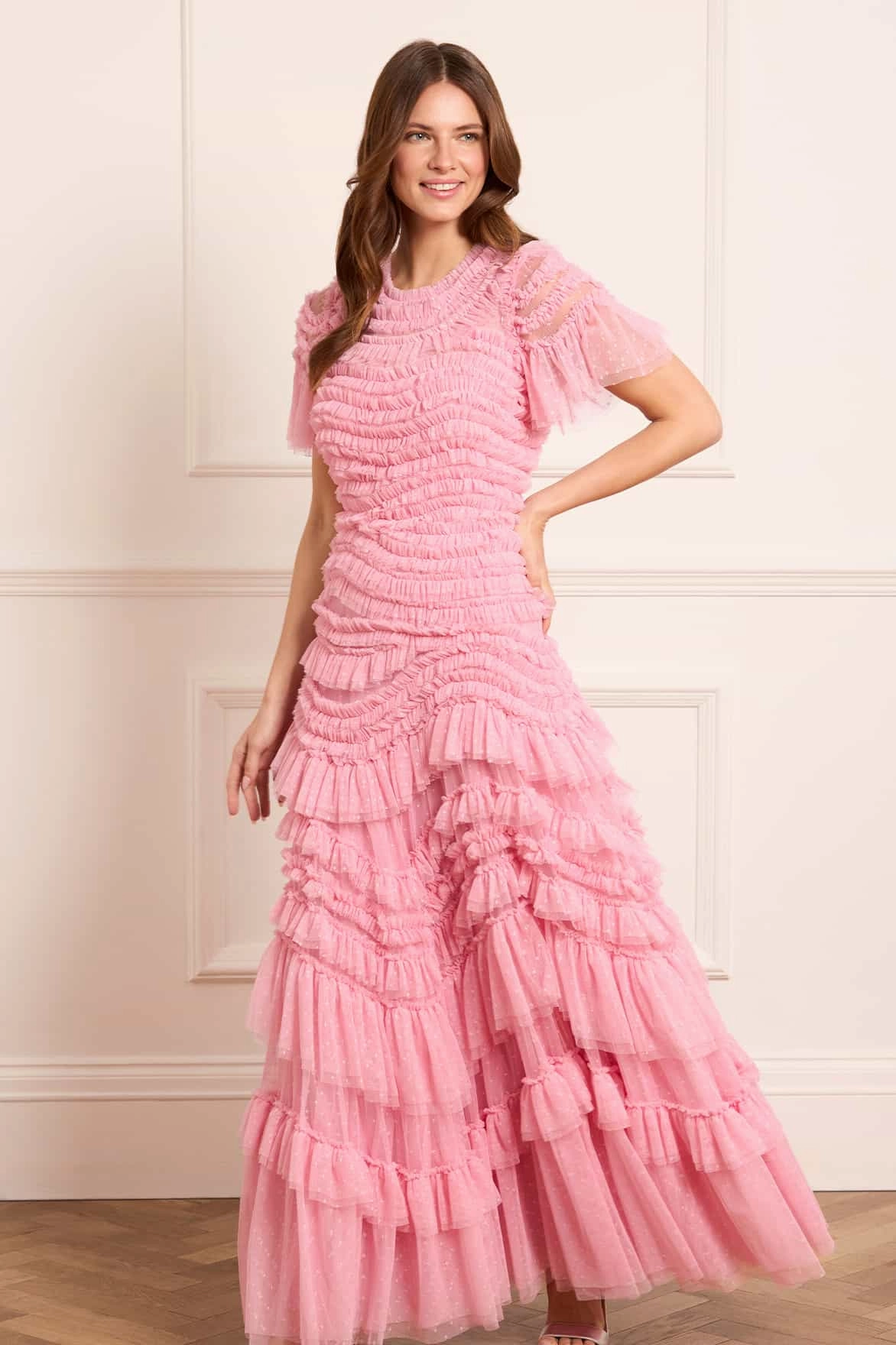 Wild Rose Short Sleeve Gown Trendy Layering