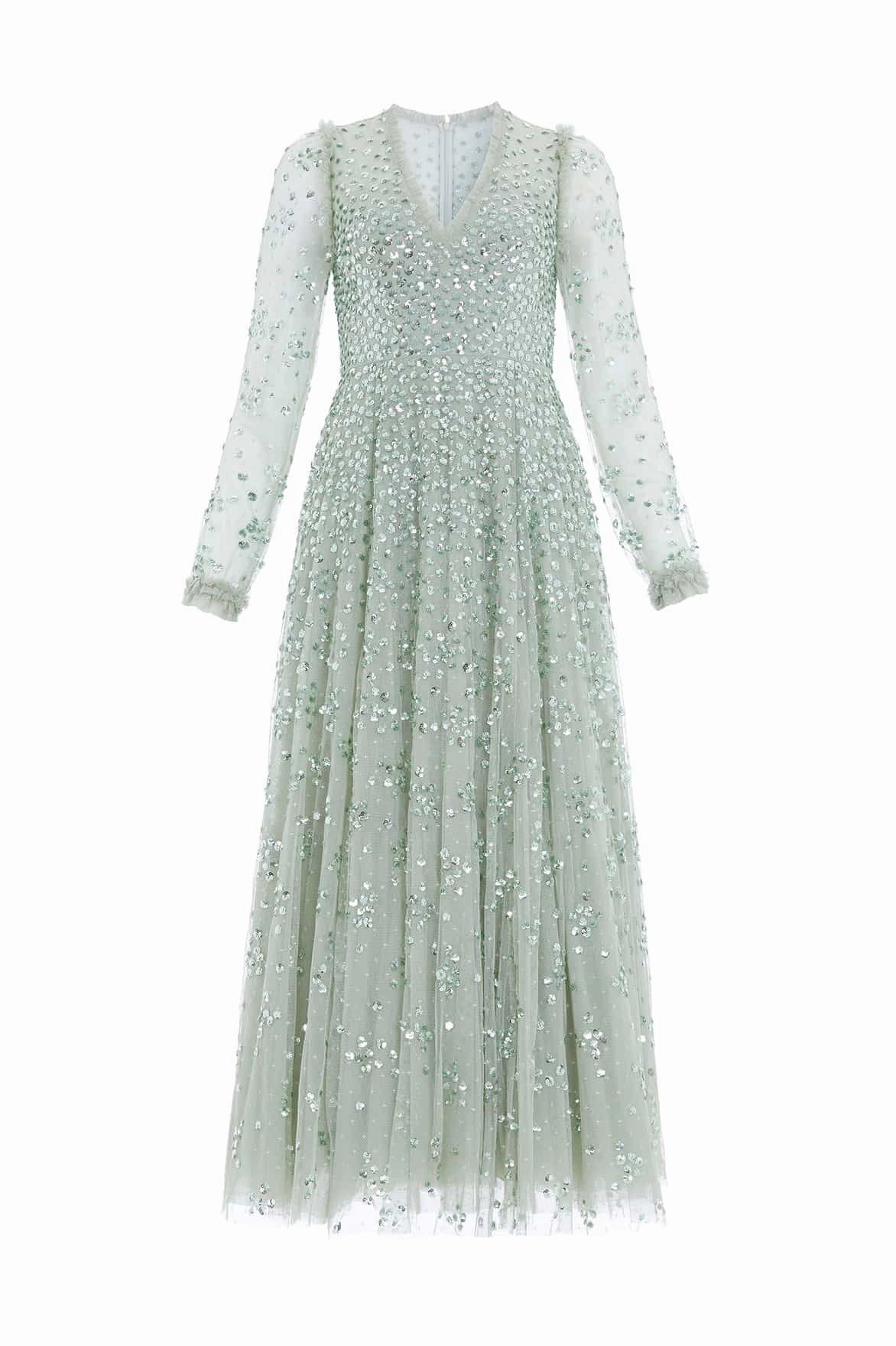 Leila Dot V-Neck Ankle Gown Chill Piece