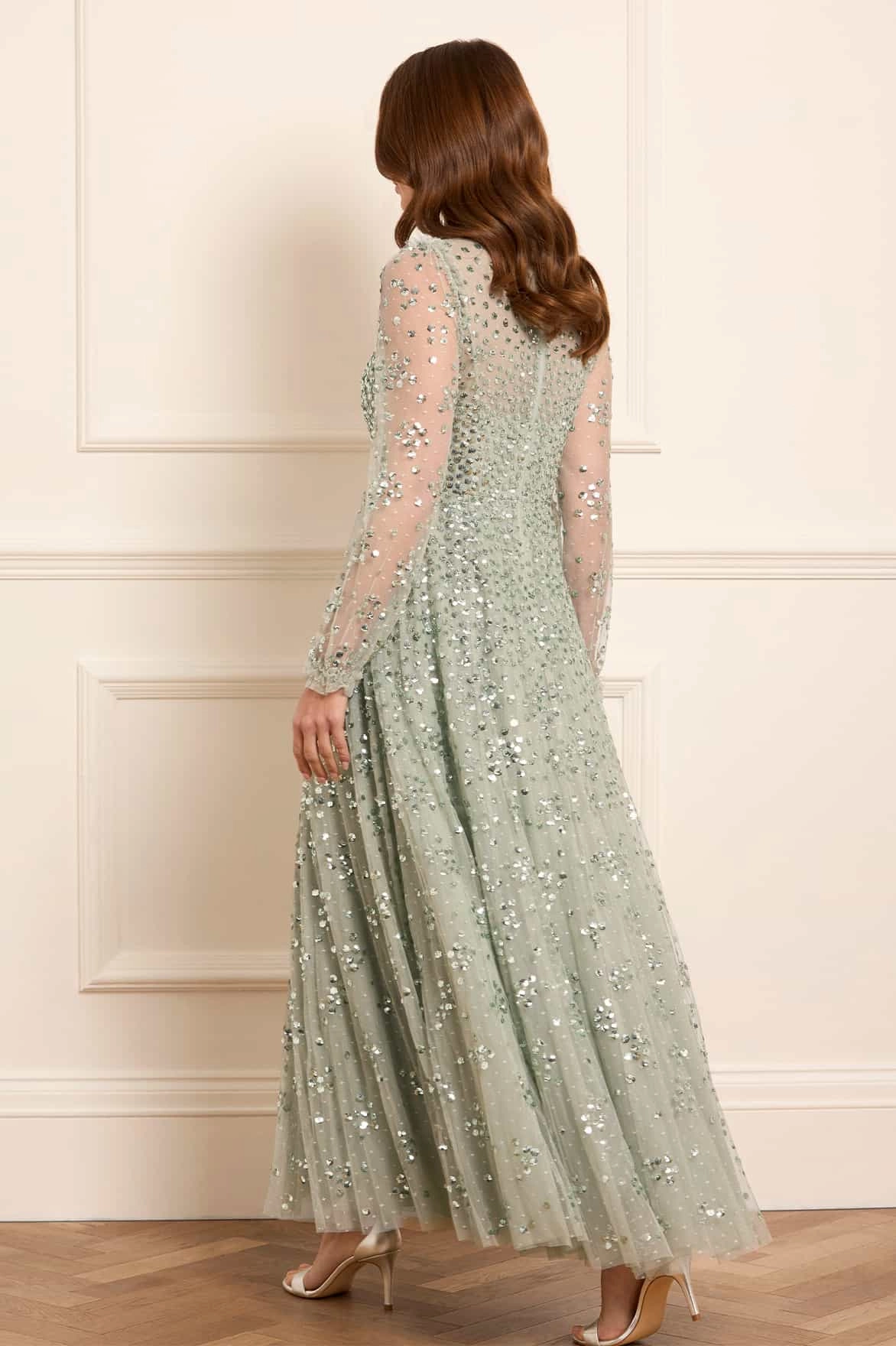 Soft Stitch Bloom Zone Leila Dot V-Neck Ankle Gown