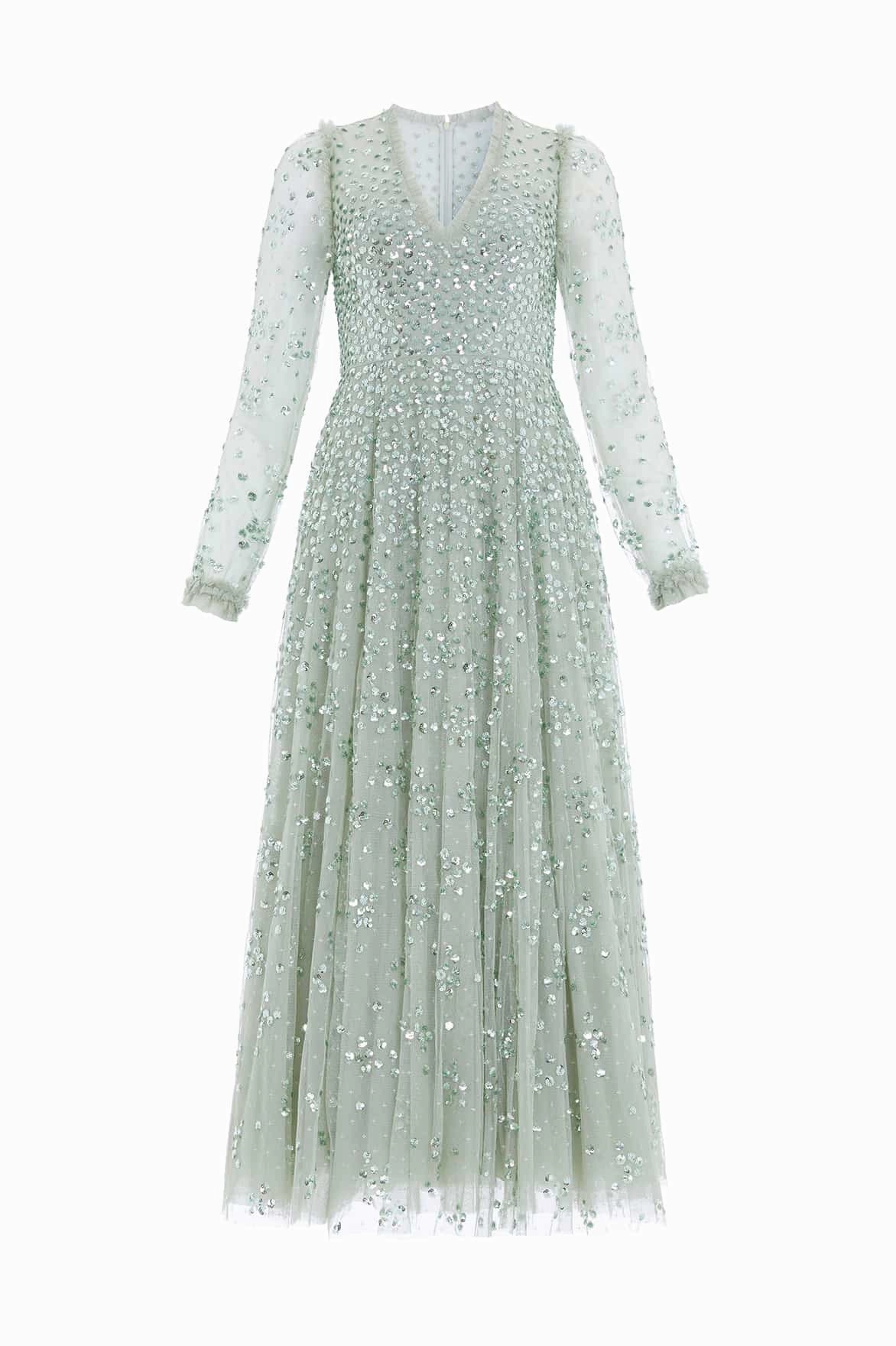 Leila Dot V-Neck Ankle Gown Perfect Comfort Wear