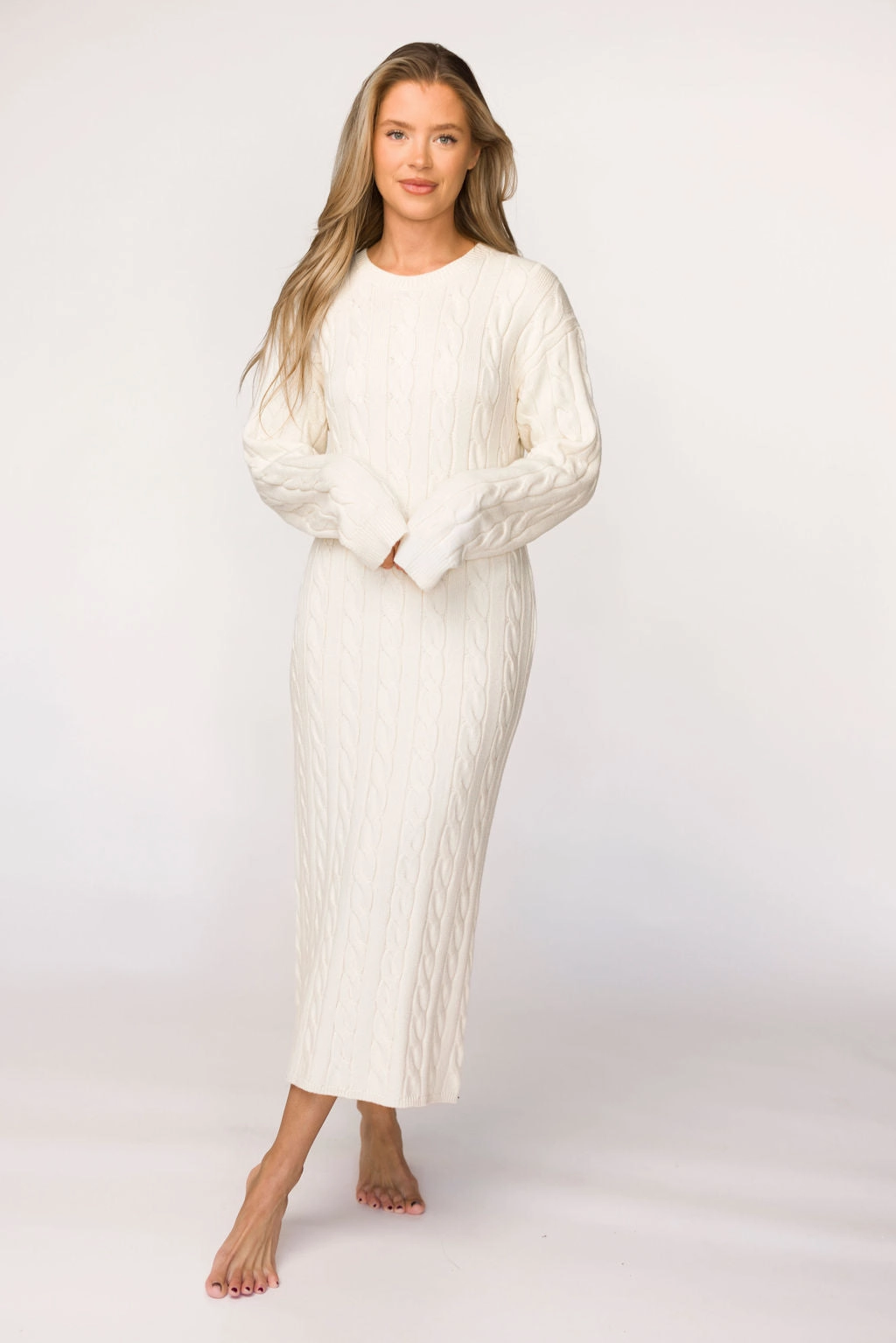 Winslet Cable Knit Maxi Dress in Cream (Almost Sold Out) *Final-Sale* Cute Glow
