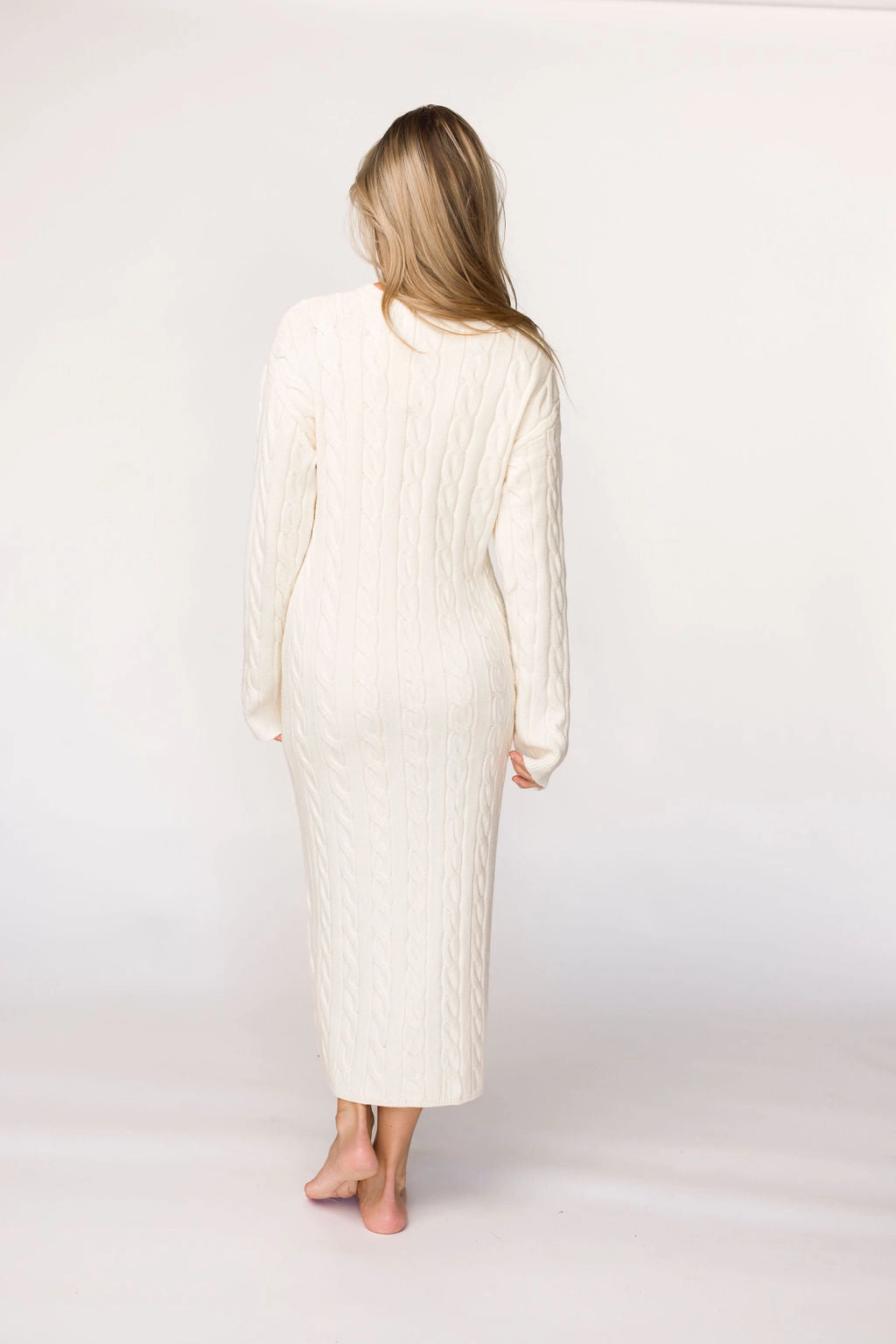 Winslet Cable Knit Maxi Dress in Cream (Almost Sold Out) *Final-Sale* Lace Accent