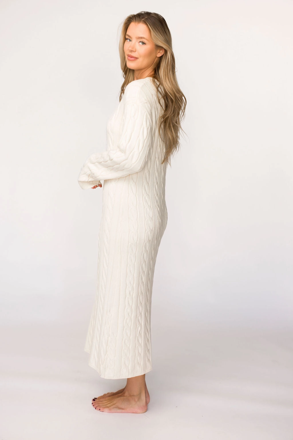 Chic Energy Winslet Cable Knit Maxi Dress in Cream (Almost Sold Out) *Final-Sale*