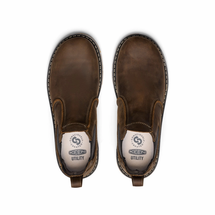 Footwear Comfort Walk Comfy Wear Men's San Jose Chelsea 90 Heel Boot (Aluminum Toe)  |  Cascade Brown/Gum