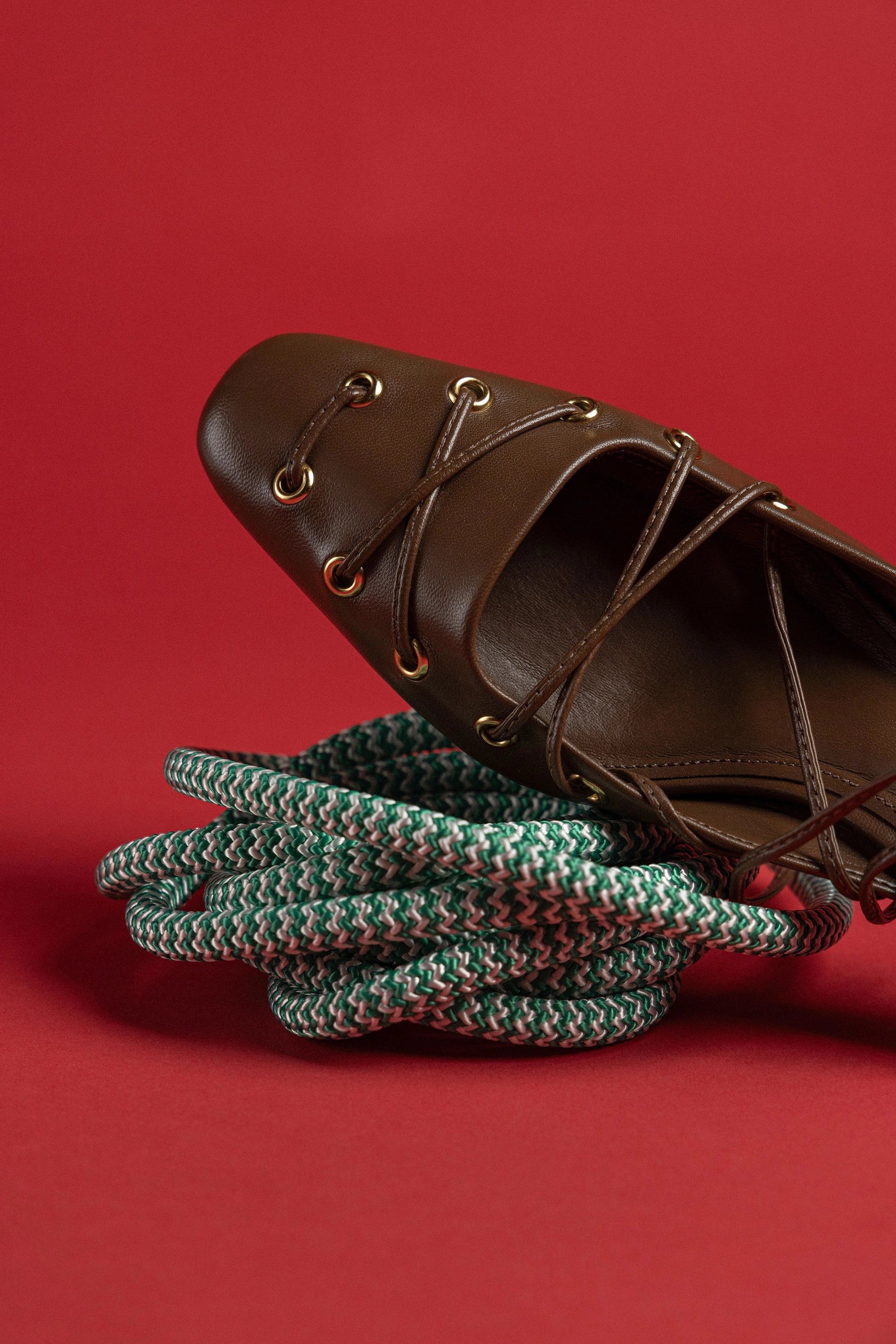 Slip Resistant Traction Amal Lace Up Pump In Burnt Umber Leather