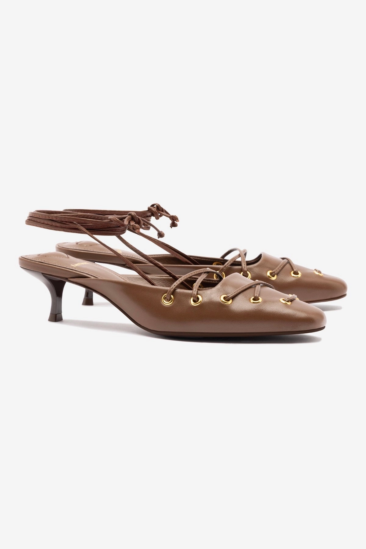 Ventilated Mesh Cold Weather Amal Lace Up Pump In Burnt Umber Leather
