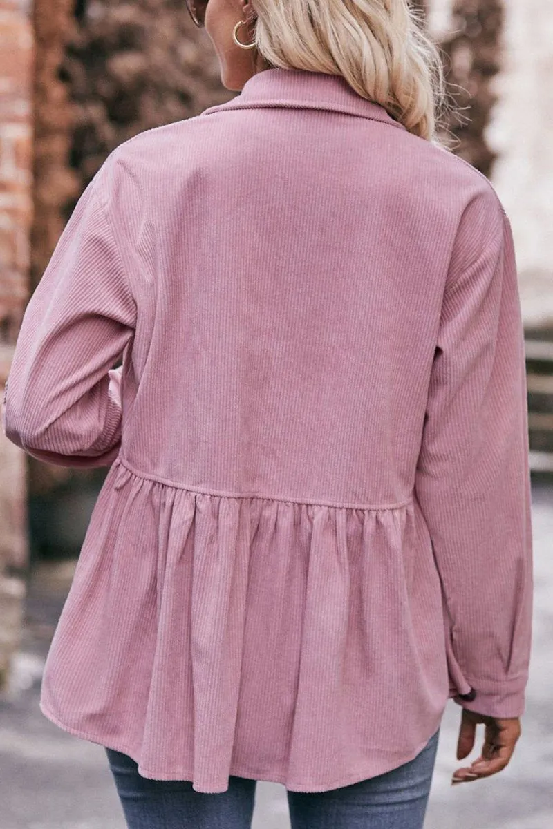 WOMEN CORDUROY BUTTON UP SHIRTS WITH POCKETS NonIrritatingEdges