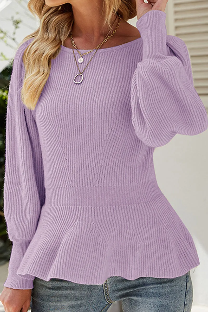 DurableDoubleLayeredHem WOMEN CREW NECK LONG SLEEVE KNITTED SWEAT TUNIC