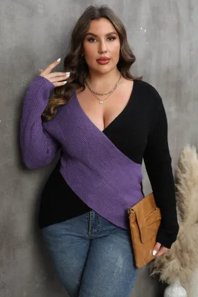 WOMEN PLUS SIZE SEXY DEEP NECK CROSS WRAP SWEATER LowMaintenance Fashionable Look