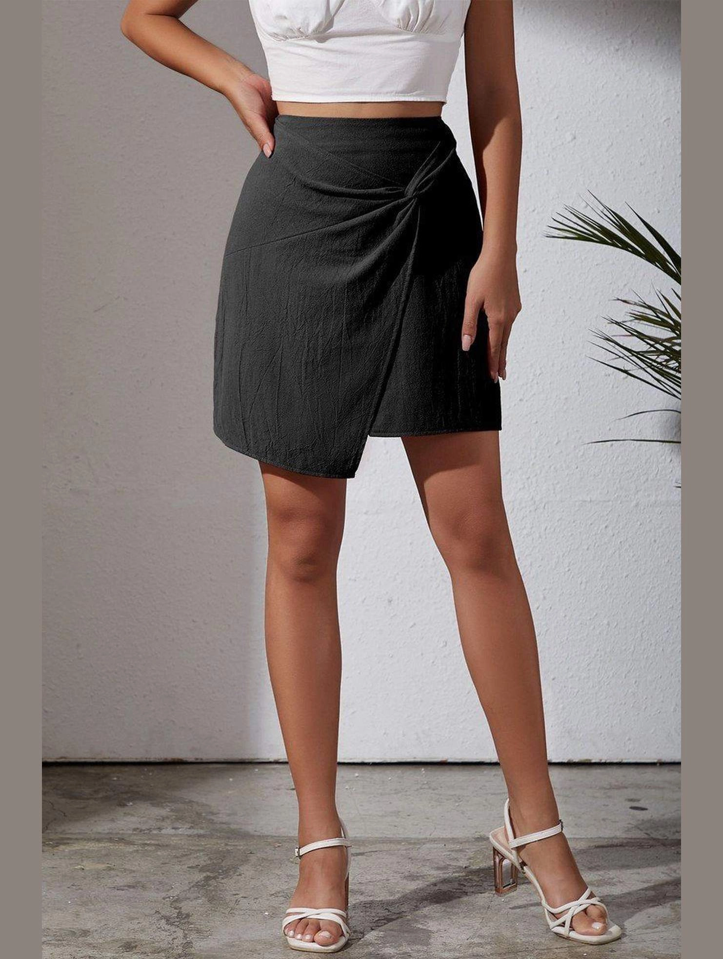 Secure Waistband Fashionable Cut WOMEN FRONT TIED SHORT LENGTH MINI SKIRT