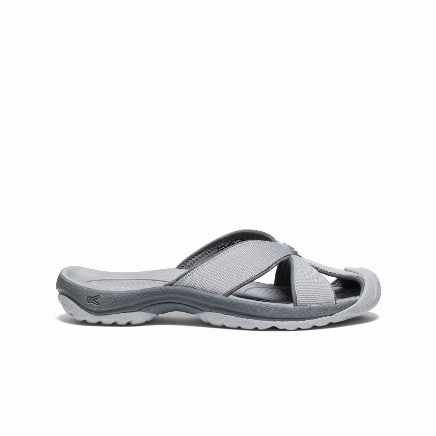 Comfortable Slip On Women's Bali Slide Sandal  |  Alloy/Steel Grey