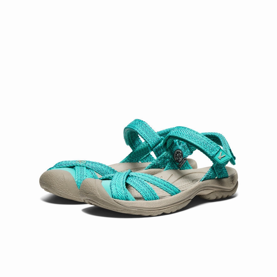 Women's Bali Strap Sandal  |  Bright Aqua Travel Shoes Recycled Rubber Sole