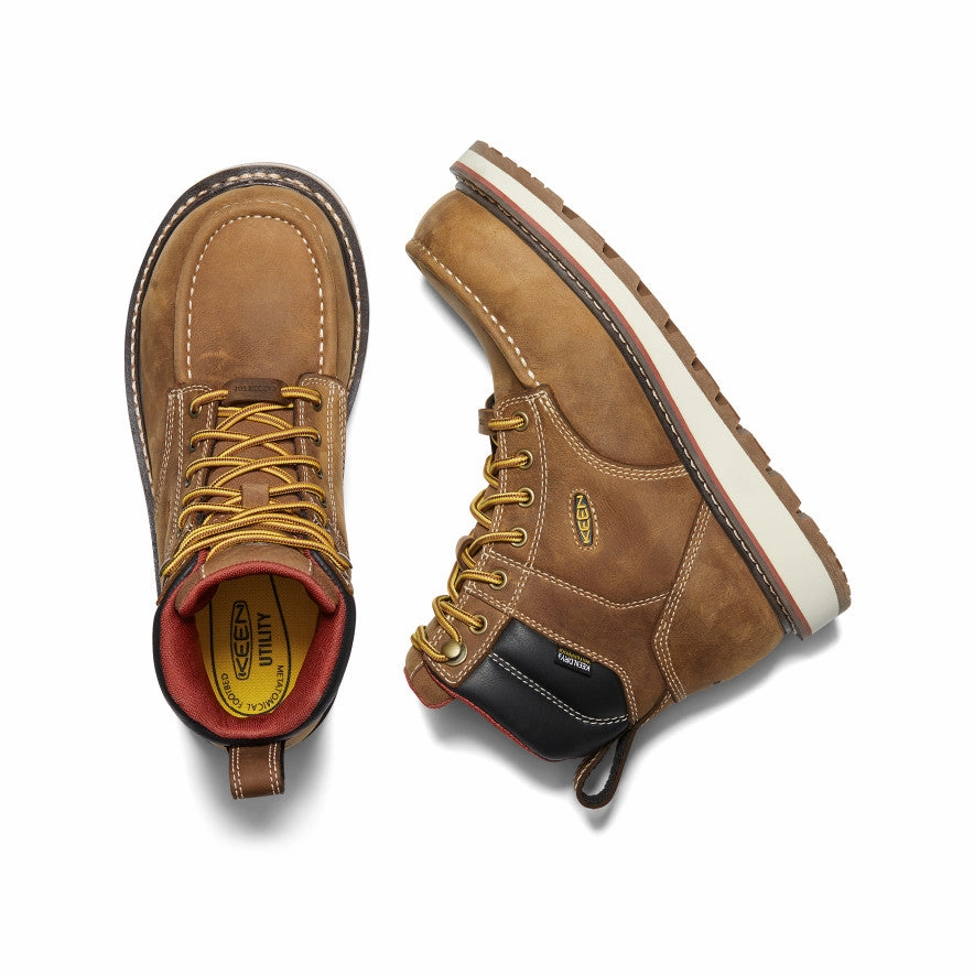 Flat Form Wine Rich Women's Cincinnati 6" Waterproof Boot (Carbon Toe)  |  Belgian/Sandshell