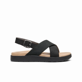 Minimalist Design Quick Match Women's Elle Luxe Cross Strap Sandal  |  Black/Black