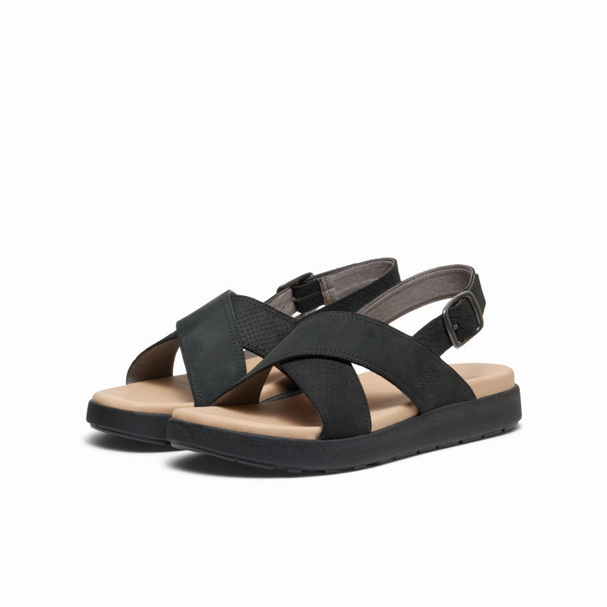 Joint Ease Women's Elle Luxe Cross Strap Sandal  |  Black/Black