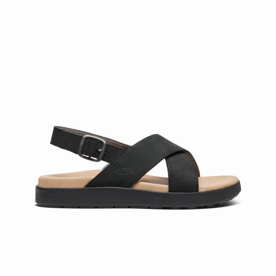 Minimalist Design Quick Match Women's Elle Luxe Cross Strap Sandal  |  Black/Black