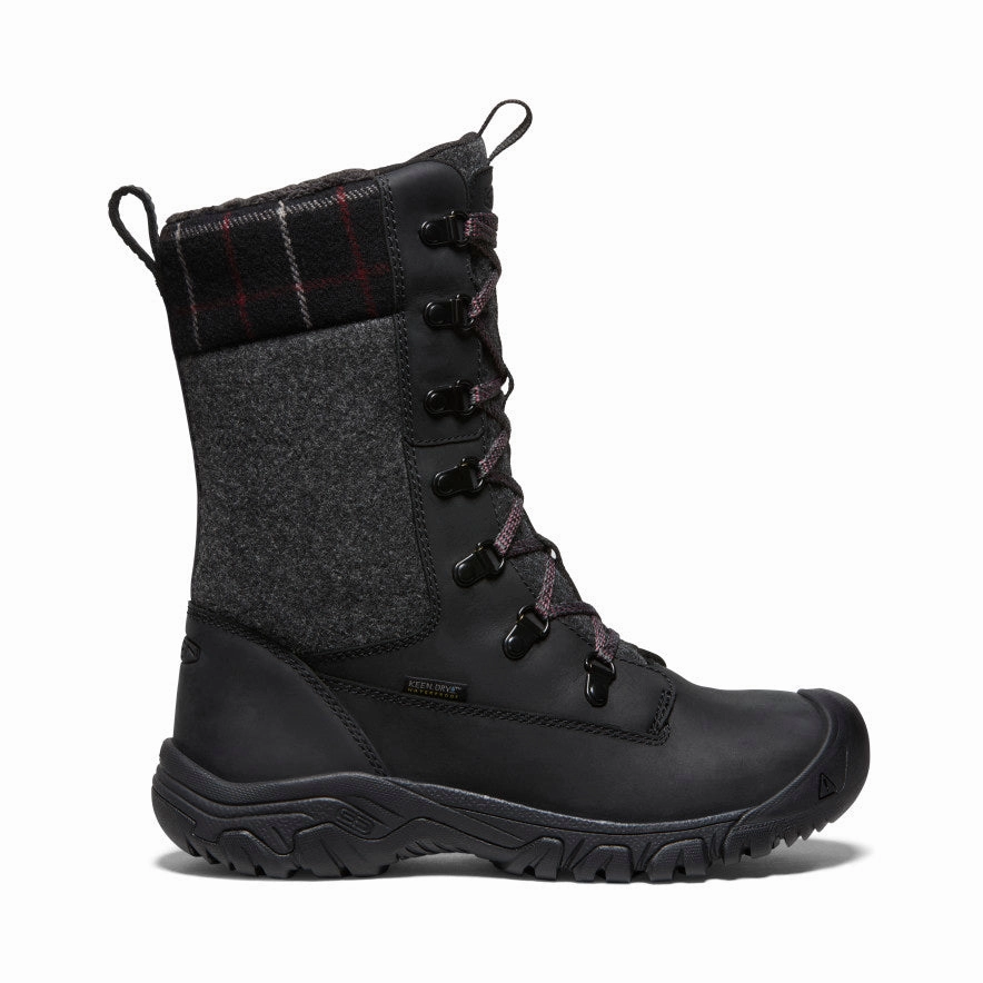 Off Duty Slip Resistant Urban Traveler Women's Greta Tall Waterproof Boot  |  Black/Black Plaid
