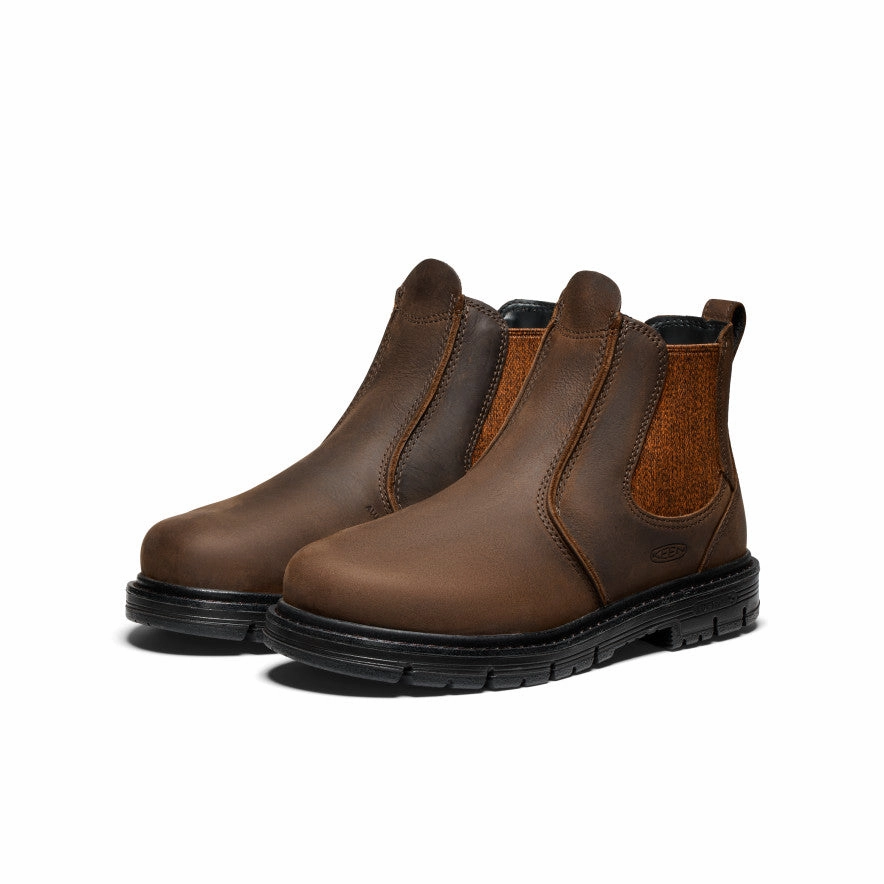 Comfy Fit Women's San Jose Chelsea 90 Heel Boot (Aluminum Toe)  |  Cascade Brown/Black