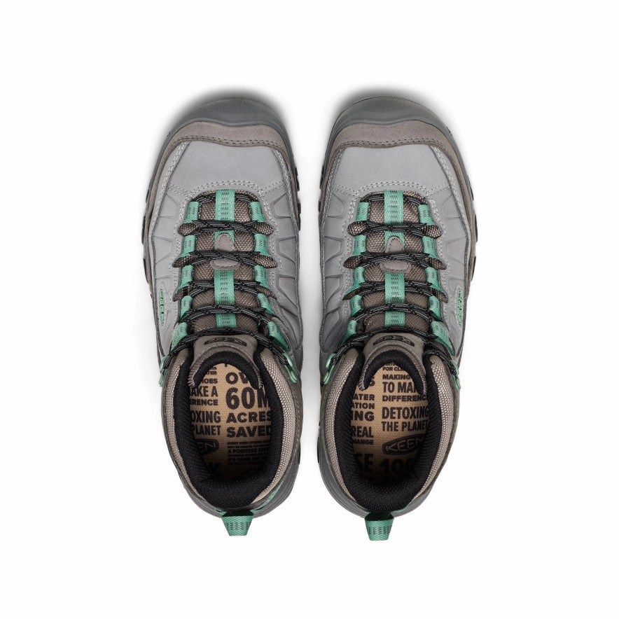 Casual Day Pull On Style Women's Targhee IV Waterproof Hiking Boot  |  Alloy/Granite Green