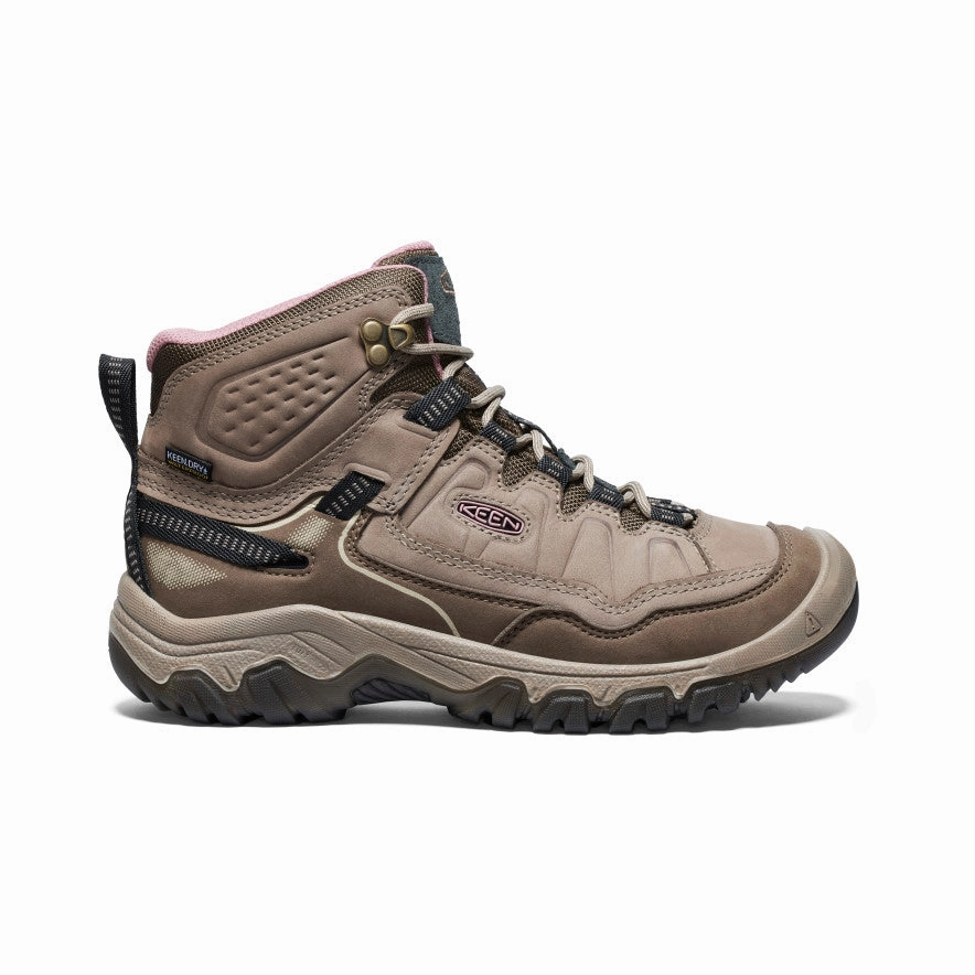 Women's Targhee IV Wide Waterproof Hiking Boot  |  Brindle/Nostalgia Rose Shock Absorbing Midsole