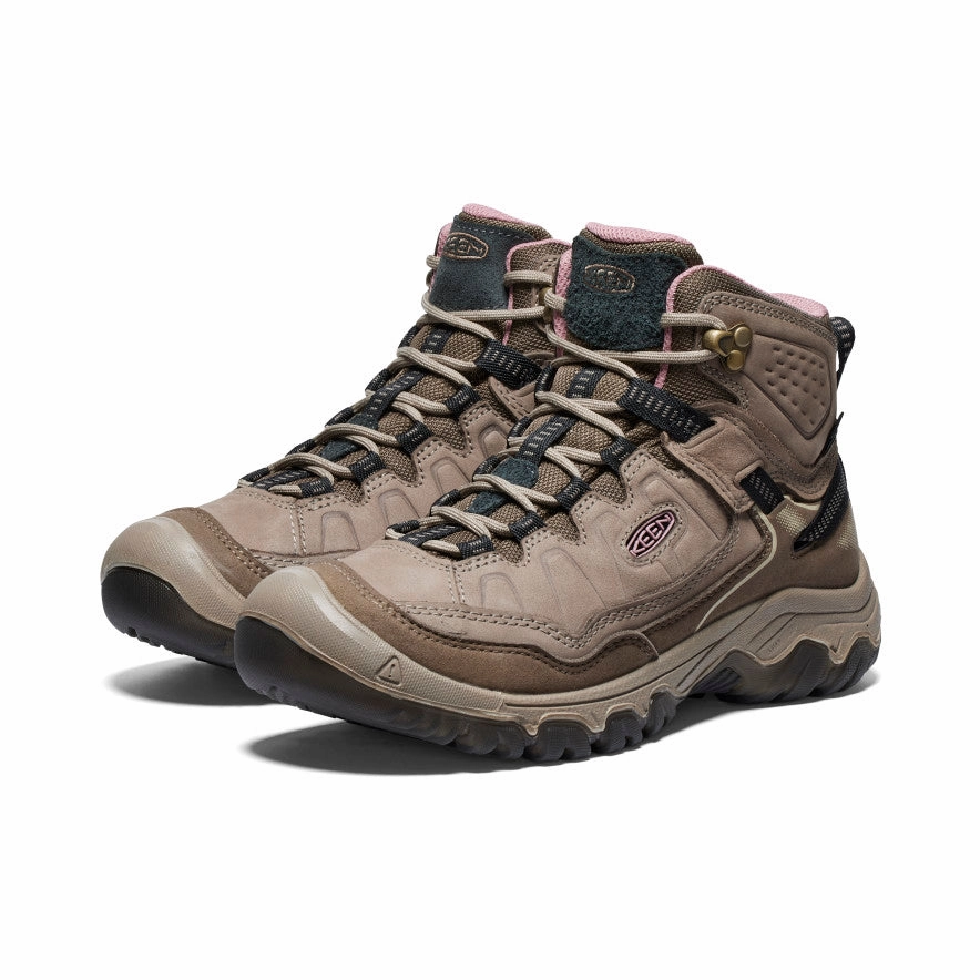 urban commuting Strong Grip Women's Targhee IV Wide Waterproof Hiking Boot  |  Brindle/Nostalgia Rose