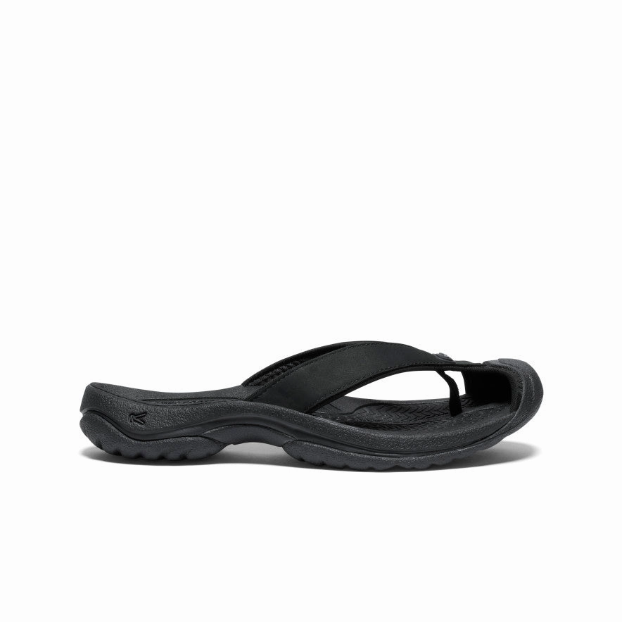 All weather Cloud Soft Women's Waimea Leather Flip-Flop  |  Black/Black