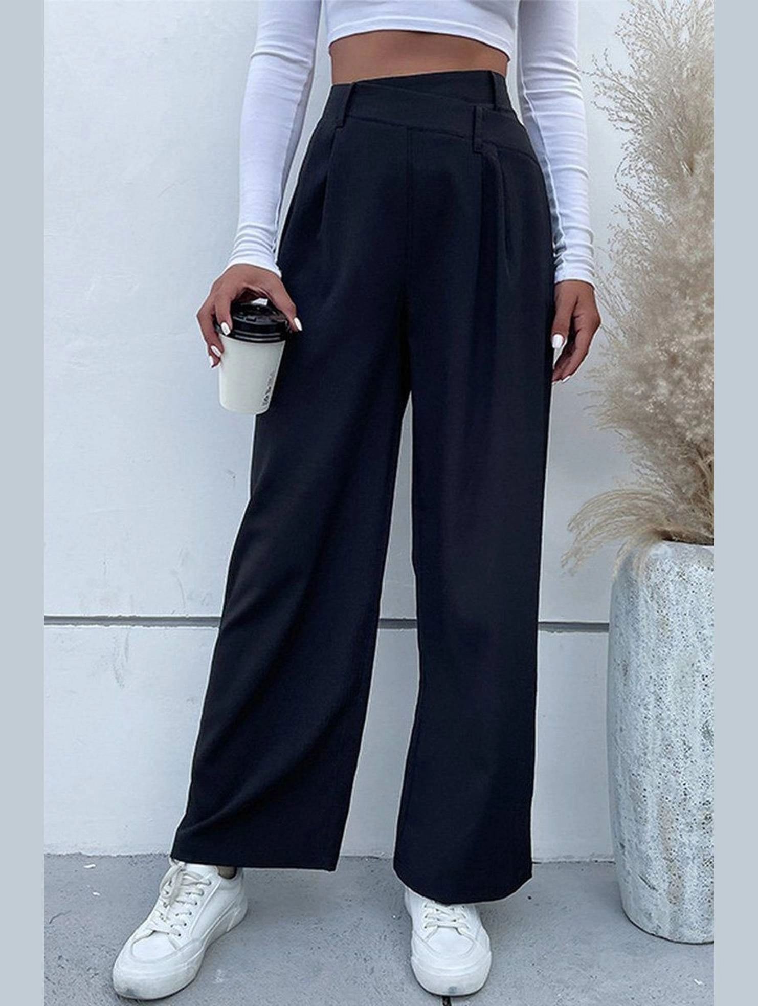 Flexible shape WOMEN STRAIGHT LEG LONG PANTS WITH POCKETS