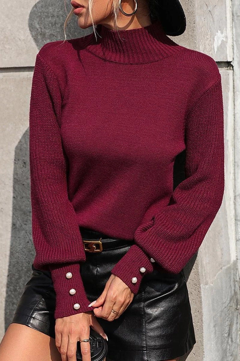 FlexFoamInserts Stylish Look WOMEN TURTLE NECK FITTED RIB SLEEVE KNIT SWEATER