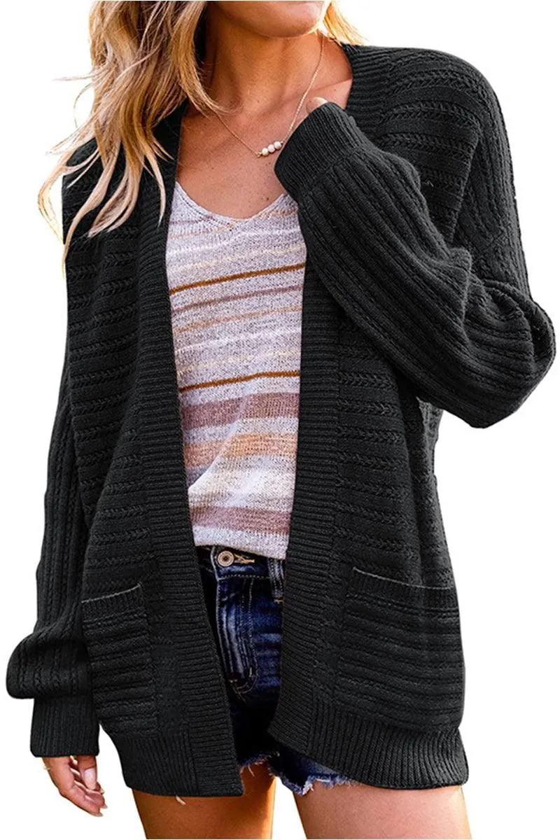 WOMENS KNITTED OPEN FRONT CARDIGAN Tagless Design Airflow Mesh Panel