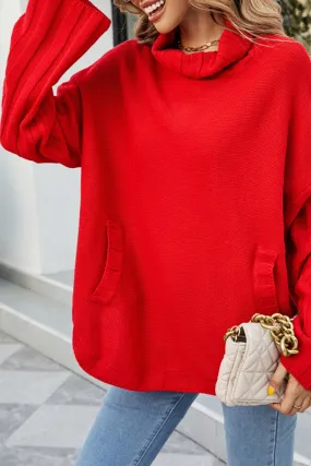 Summer Sweater Simple Shirt WOMENS LOOSE OVERSIZE HIGH NECK SWEATER