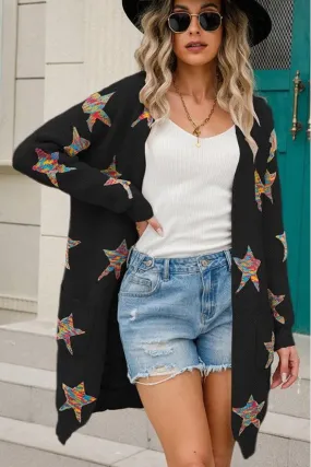 WOMENS OPEN FRONT KNITTED CARDIGAN Roll Up Sleeve System