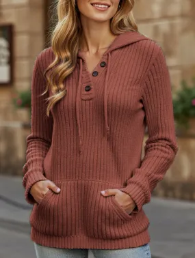 Women's solid color long-sleeved hoodie sweater Ethical production