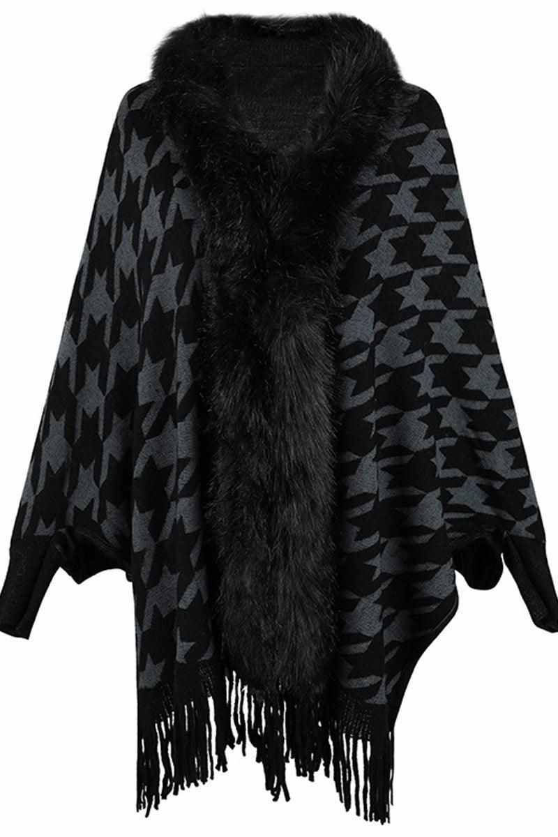 WOMENS OPEN FRONT FUR SHAWL JACKET VentilatedBack Tubular Body Construction