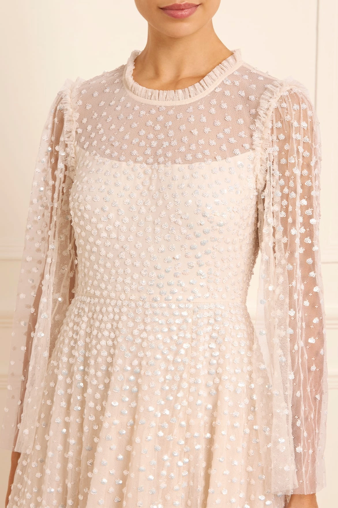 Scatter Dot Round Neck Ankle Gown Simple yet sophisticated gown Soft Stitch