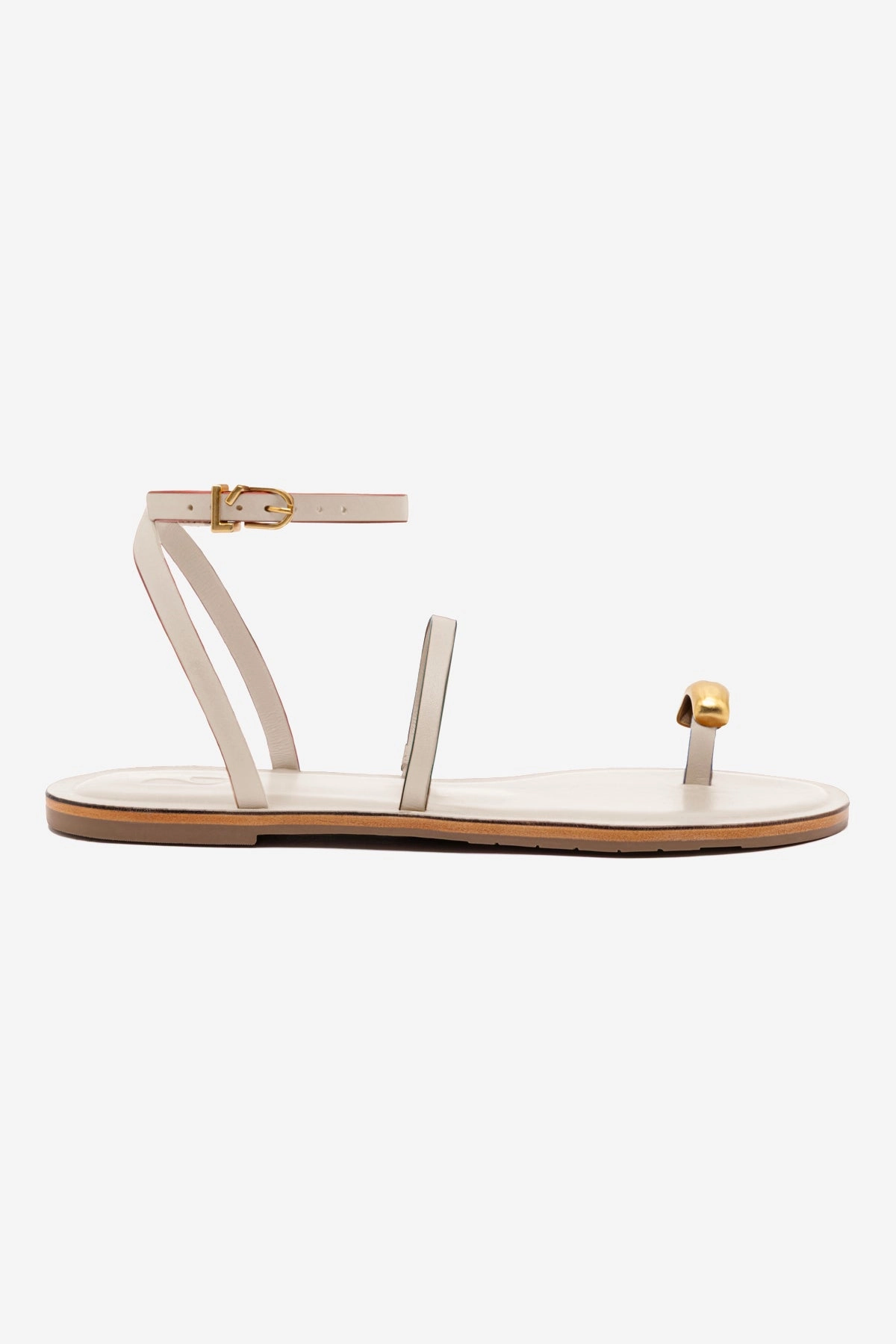 Biarritz Flat Sandal In Ivory Leather Quick Dry Fabric Technology Work
