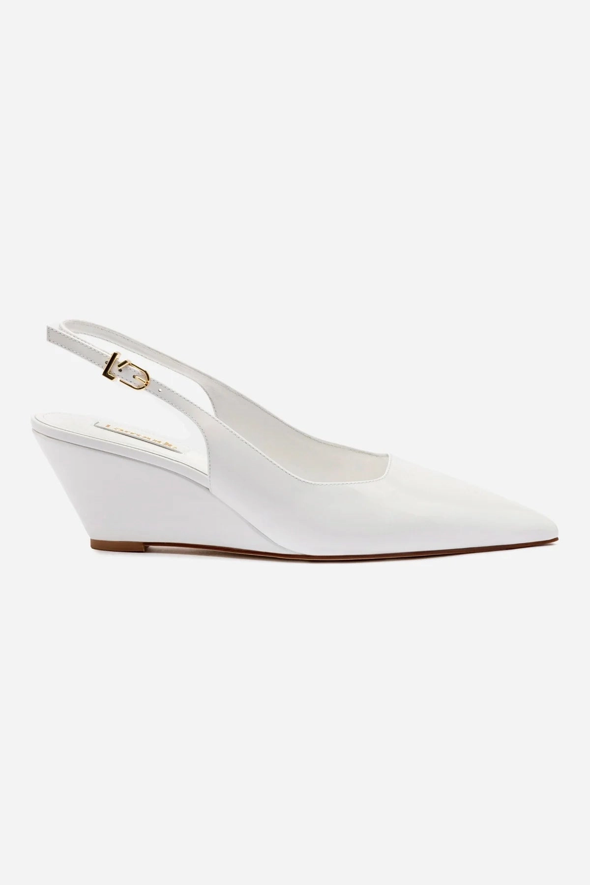 Loulou Pump In White Patent Leather Elastic Sling London Cool