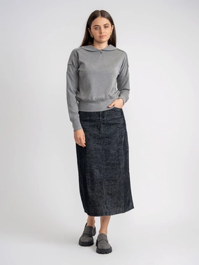 Aspect Black Corduroy Skirt WB5CPT7272 Roll Up Hem