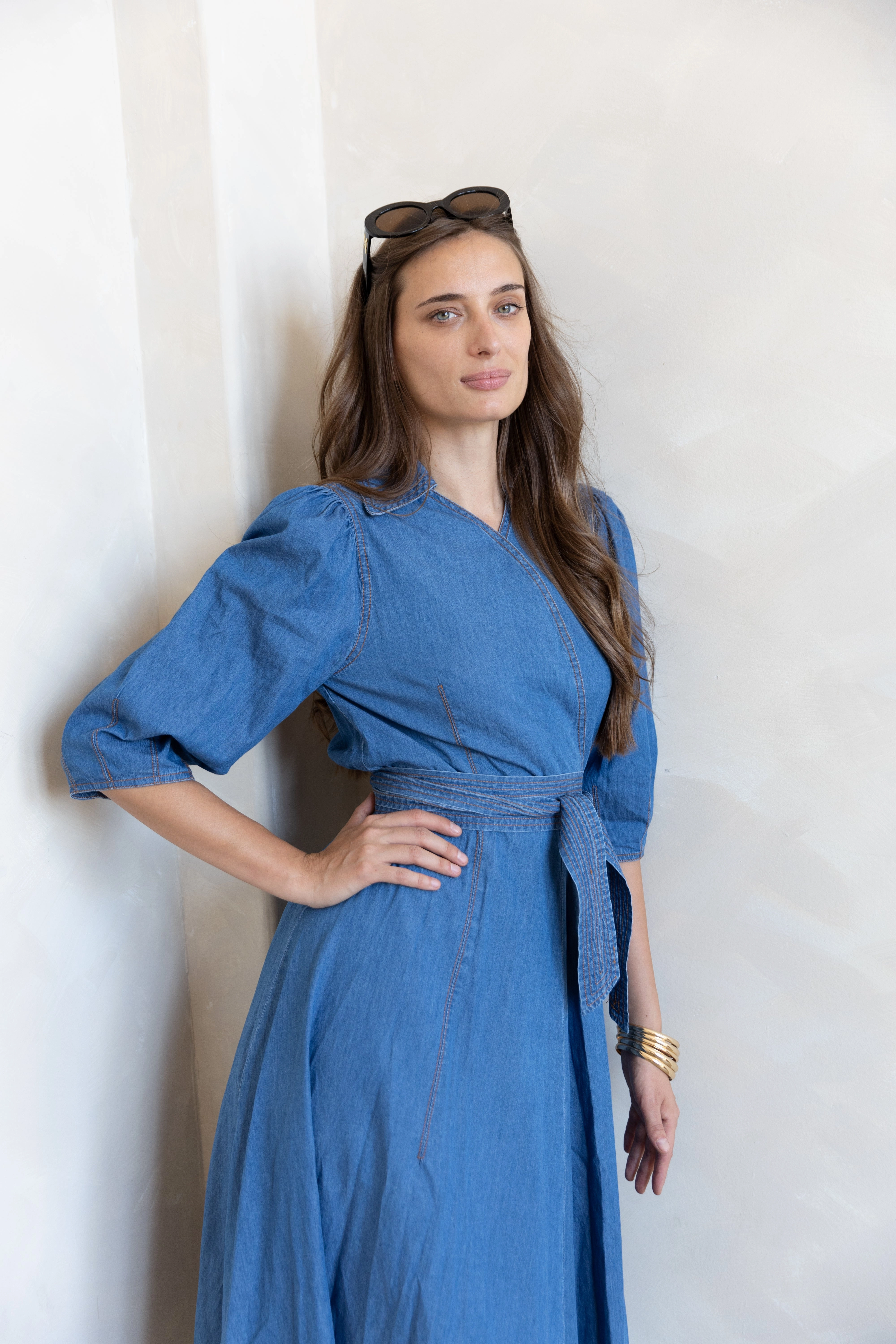 Classy Look Wrap Denim Dress