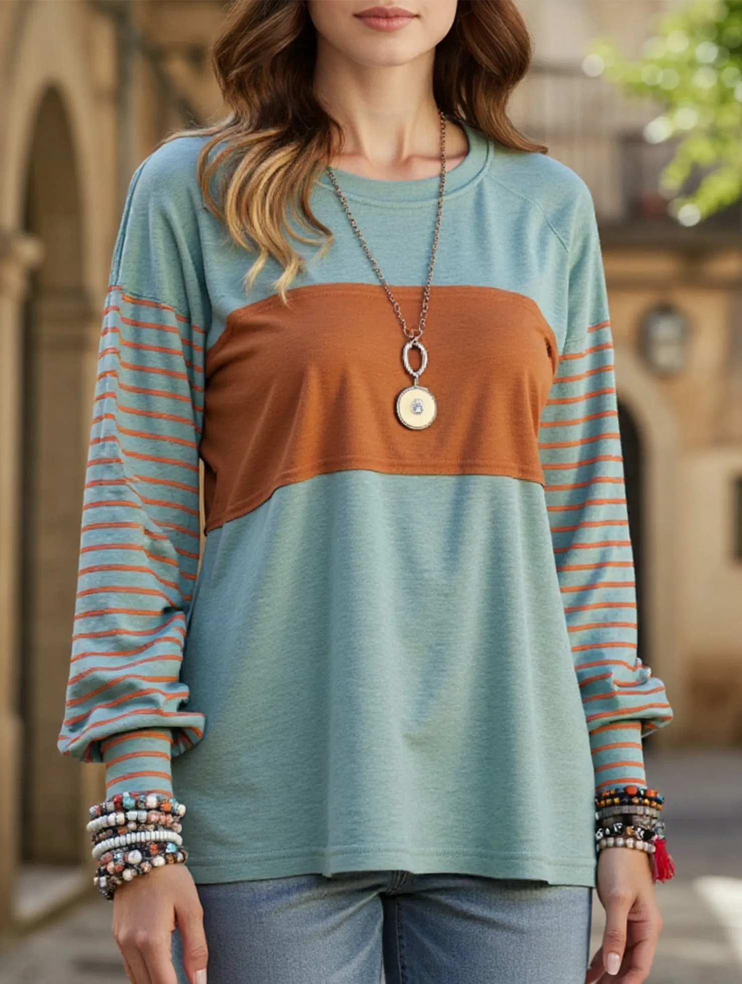 Winter Hoodie Countrycore Striped Contrast Long Sleeved T-Shirt