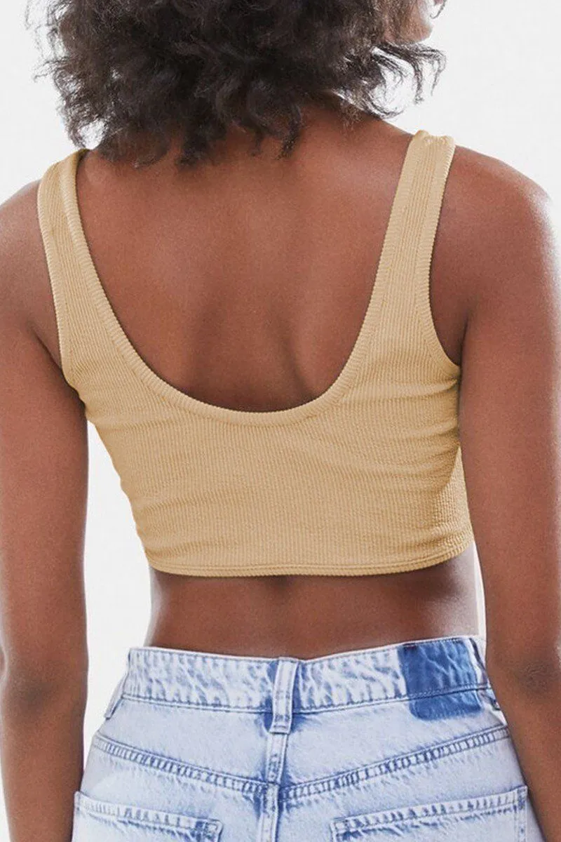 EasyCareMaterial WOMEN SEXY DEEP U NECK CROP TANK TOP