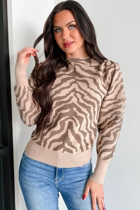 Gone To Far Animal Print Sweater (Beige/Olive) EcoDyeProcess Sporty Cardigan