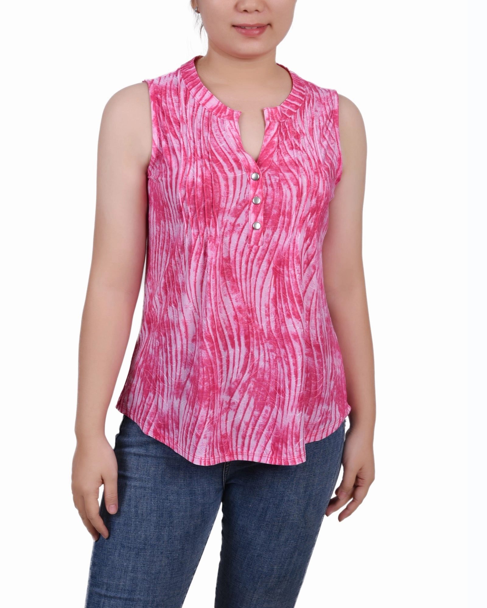 Sleeveless Jacquard Y Neck Top Fitted Shirt Breathable Tank