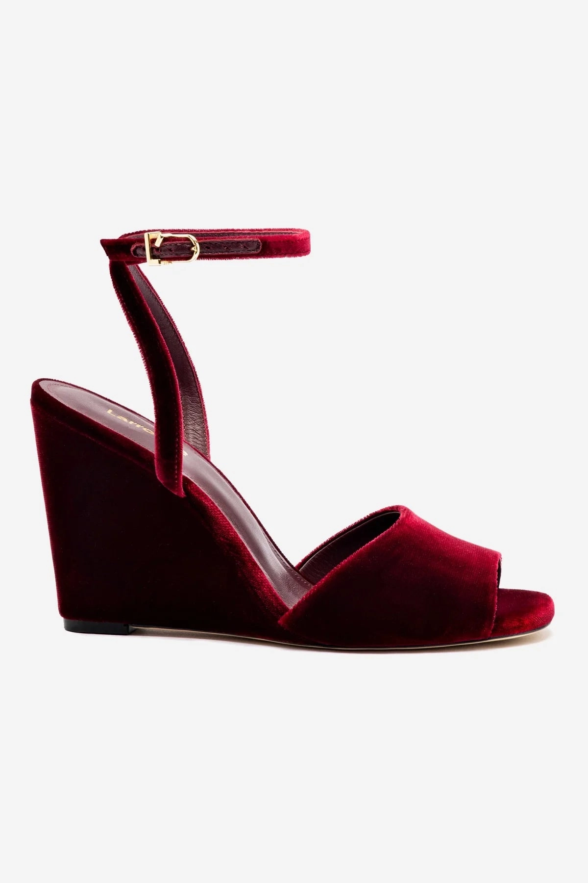 Yves Wedge In Wine Velvet Bright Neon Silver Shine